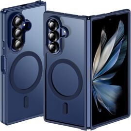 AEFJ-Coque Magnétique pour Samsung Z Fold 7 2025,Compatible avec MagSafe,Anti-Empreinte Digitale Translucide Mat Taille Slim Case pour Samsung Galaxy Z Fold 7, Bleu