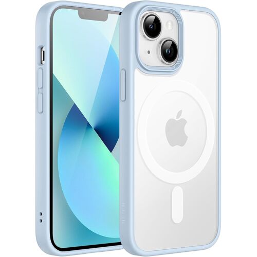TRAHOO-Coque Magnétique pour iPhone 13 Mini 5,4 Pouces Compatible avec MagSafe, Etui Translucide Mat Arrière Housse Fine Antichoc (Bleu Ciel)