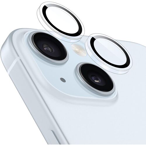 Protection Objectif Caméra Pour Iphone 15/Iphone 15 Plus/Iphone 14/Iphone 14 Plus Armorite,Protecteur Pour Lentille Individuel,Film Ultra-Fin Avec Bord En Aluminium,Lot De 1,Trasparente
