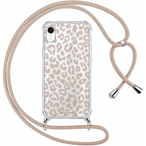 ELVORIX-Coque avec Cordon pour iPhone XR de Collier, Étui Transparent Aesthetic avec Motif Léopard en Silicone Souple Fond de Panier PC Dur, Housse avec Réglable Portable Lanyard Case