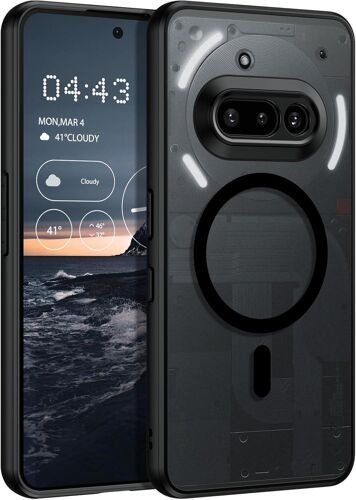 ELVORIX-Coque pour Nothing Phone 3a, Compatible avec MagSafe, Magnétique Etui Translucide Mat Arrière Housse Fine Protection Antichoc Anti-Rayures Case pour Nothing Phone 3a, Noir