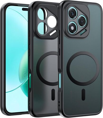 Magnétique Coque pour Honor 400 Lite Case avec MagSafe, Anti-Chute Silicone Souple + Acrylique Givré Coque, Etui Translucide Mat Arrière Housse Fine Antichoc - Noir