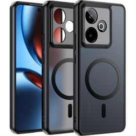 Magnétique Coque Pour Realme Gt 7/ Gt 7t 5g Case Avec Magsafe, Anti-Chute Silicone Souple + Acrylique Givré Coque, Etui Translucide Mat Arrière Housse Fine Antichoc - Noir