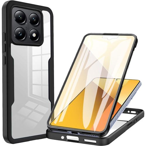 Transparent Coque Pour Xiaomi 14t Pro 5g, 360° Intégrale Protection Mode Très Mince Antichoc Étui Avec L'écran Intégré, Dur Pc + Silicone Tpu Bumper Housse (Noir)