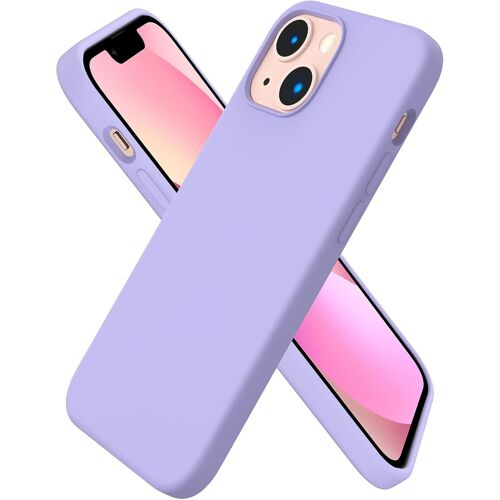 KALANKA-Coque Compatible avec iPhone 13 Mini Case, Coque Silicone Liquide 3 Couches Pleine Gel en Caoutchouc Souple Cover avec Microfibre Douce pour iPhone 13 Mini 5,4 Violet Clair