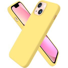 Coque Compatible Iphone 13 Mini 5,4"" ¿ Silicone Liquide 3 Couches, Intérieur Microfibre, Bords Surélevés Pour Protection Caméra, Antichoc Et Anti-Poussière ¿ Jaune Citron