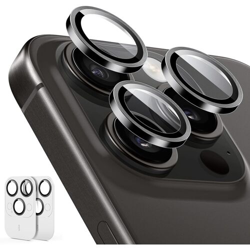 Pps-Protection Objectif Caméra Pour Iphone 15 Pro Max/15 Pro/14 Pro Max/14 Pro, Protecteurs Individuels Hd Robustes, Anti Rayures, Ultra-Fin, Série Armorite, 2 Pack, Noir