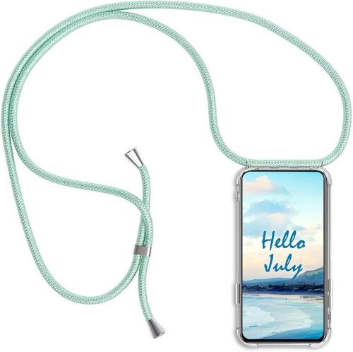 Case for iPhone 12 / iPhone 12 Pro, Cell Phone Collar Transparent Silicone Case 360 Degree Shockproof, Ultra Thin Soft TPU Cover with Cord, Green