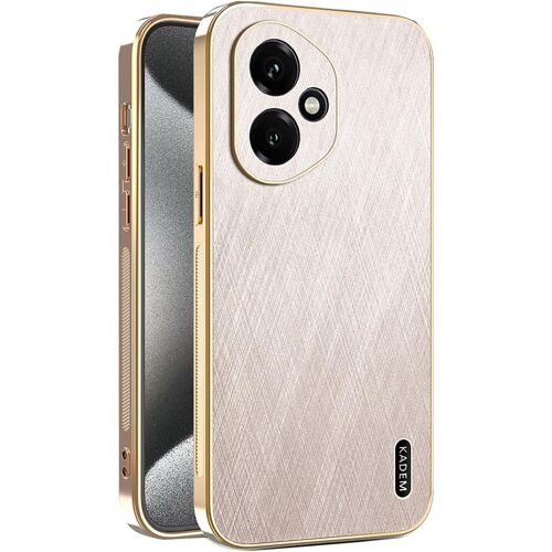 ELVORIX-Coque pour Honor 400 5G, Conception Unique en Métal Brossé, Prime Finition Cuir Housse, Très Mince Doux Silicone TPU Bumper Antichoc Étui (Or)