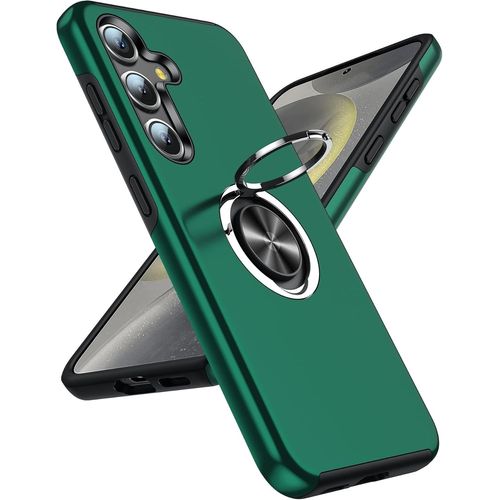 Sjzg-Coque Pour Samsung Galaxy S24 Avec Anneau Telephone, Antichoc Housse De Protection, Militaire Renforcée Pc Et Souple Tpu Silicone Etui Pour Samsung Galaxy S 24 - Vert