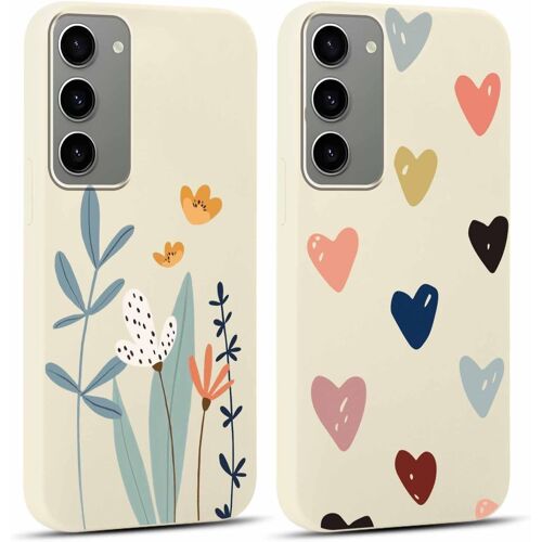 SJZG-2 Pièces Coque Pour Samsung Galaxy S24+ 5G 6,7"", Ultra Fine Souple Silicone Tpu Avec Motif Design Étui, Antichoc Anti-Rayures Bumper Protection Housse Pour Samsung S24+, Fleur & Coeur D'Amour