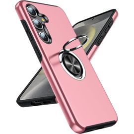 Sjzg-Coque Pour Samsung Galaxy S24 Avec Anneau Telephone, Antichoc Housse De Protection, Militaire Renforcée Pc Et Souple Tpu Silicone Etui Pour Samsung Galaxy S 24 - Rose