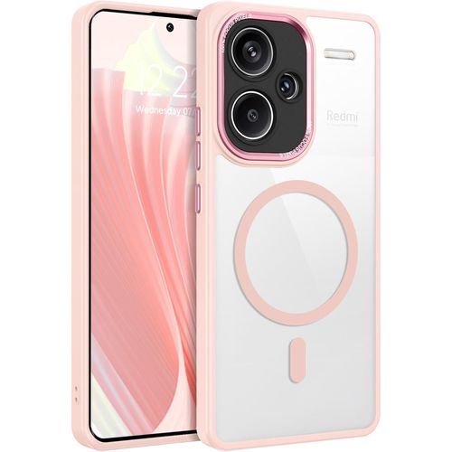KAL-Coque Pour Xiaomi Redmi Note 13 Pro Plus 5G Etui Magnétique Avec Protection Antichoc Complète,Dos Mat Translucide Anti Rayures Doux Pour La Peau Housse Xiaomi Redmi Note 13 Pro+ 5G 6.67""-Rose