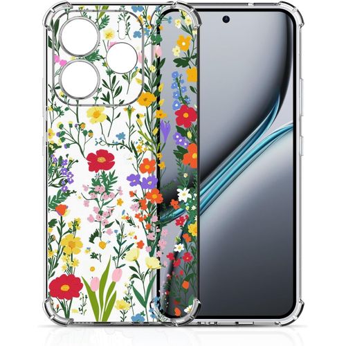 Kal-Coque Transparente Pour Xiaomi Redmi Note 14 4g (Global Edition), Silicone Tpu Housse Pour Filles Femmes Garçons, Motif Mignon Floral Anti-Choc Hd Clair Étui Protection Case, Tournesol