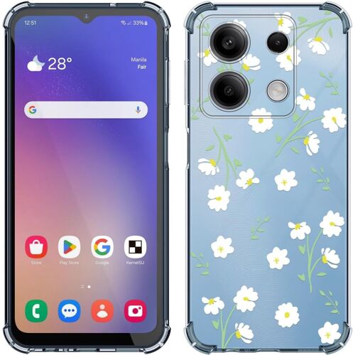KAL-Coque Transparente Pour Xiaomi Redmi Note 13 Pro 5G / Poco X6, Silicone Tpu Bumper Housse Pour Filles Femmes Garçons, Motif Floral Anti-Choc Hd Clair Étui Protection Case, Marguerite