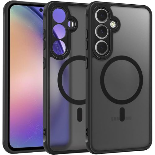 Coque Magnétique Compatible Magsafe Pour Samsung Galaxy A54 5g ¿ Étui Tpu Antichoc Et Antirayures Avec Protection D'objectif, Toucher Soyeux Noir