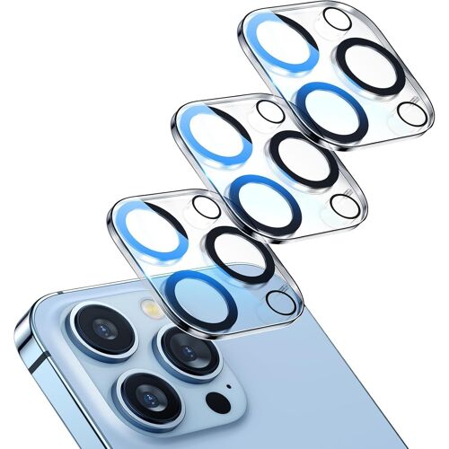 [Lot de 3 protecteurs d'objectif d'appareil photo pour iPhone 14 Pro 6,1"" et iPhone 14 Pro Max 6,7"", verre trempé 9H, anti-rayures, compatible avec les coques, cercle nocturne, clarté HD sans