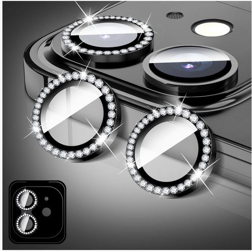 Protecteur D'objectif D'appareil Photo Compatible Avec Iphone 14/Iphone 14 Plus, Protecteur D'objectif D'appareil Photo En Verre Trempé Diamant, Anneaux Métalliques Individuels