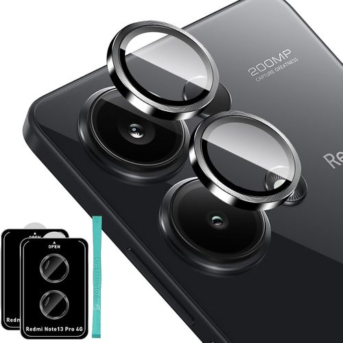 Caméra Arrière Protecteur Pour Xiaomi Redmi Note 13 Pro 4g. Dureté 9h Protection Objectif Caméra [2 Pièces]. Anti Rayures Ultra Résistant Film Verre Trempé-Noir