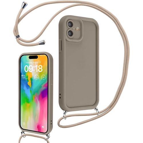 Ppdaz-Coque Pour Iphone 16 Plus 6,7"" Avec Cordon De Collier Réglable, Etui Protection De La Caméra Silicone Souple Tpu Antichoc Housse Avec Corde Lanyard Cover Pour Femmes Filles, Kaki