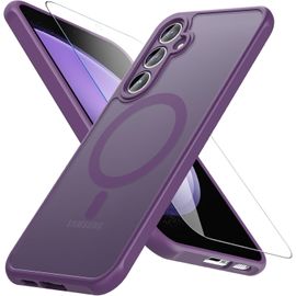 CAUC-Coque pour Samsung Galaxy S23 FE 5G, Compatible avec MagSafe avec Verre Trempé, [Protection Militaire] Magnétique Coque Samsung S23 FE Étui Arrière Housse Fine Antichoc Case pour S23 FE, Violet