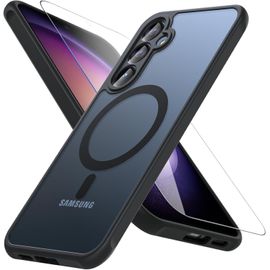CAUC-Coque pour Samsung Galaxy S23 FE 5G, Compatible avec MagSafe avec Verre Trempé, [Protection Militaire] Magnétique Coque Samsung S23 FE Étui Arrière Housse Fine Antichoc Case pour S23 FE, Noir
