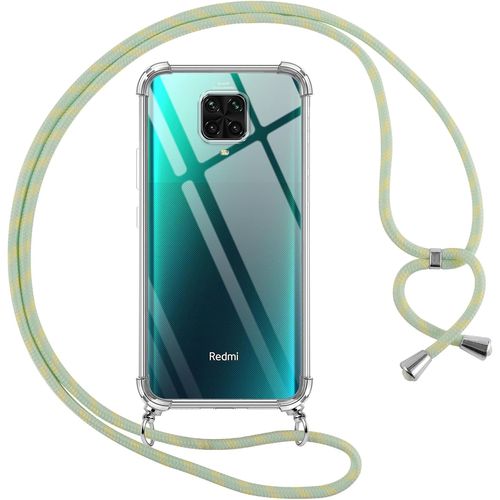 KAL-Coque Pour Xiaomi Redmi Note 9 Pro/9 Pro Max/9S 4G Avec Cordon, Transparente Silicone Housse Avec Réglable De Collier Anti-Chute Etui Pour Redmi Note 9 Pro, Ètuis À Bandoulière 6.67"", Vert