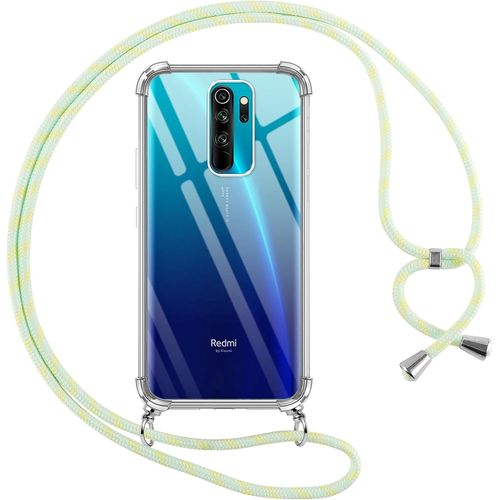 Kal-Coque Pour Xiaomi Redmi Note 8 Pro Avec Cordon, Transparente Silicone Housse Avec Réglable De Collier Anti-Chute Etui Pour Redmi Note 8 Pro, Ètuis À Bandoulière 6.53"", Vert