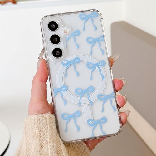 Coque Magnétique Pour Samsung Galaxy S25 Plus 5G Transparent Étui Housse De Téléphone En Motif De Papillon Case Avec Recharge Sans Fil, Antichoc Bumper Cover Pour Filles Femme, Ble[HOU995279]