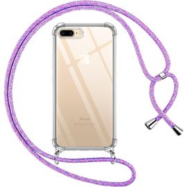 Kalanka-Coque Pour Iphone 8 Plus/Iphone 7 Plus Avec Cordon, Transparente Silicone Housse Avec Réglable De Collier Anti-Chute Etui Pour Iphone 8 Plus 5.5 Pouces, Ètuis À Bandoulière [Violet 01]