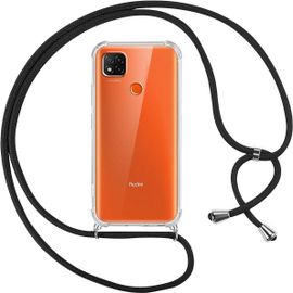 Kal-Collier Cordon Coque Pour Xiaomi Redmi 9c 4g/Redmi 9c Nfc 6.53"",Avec Cordon Réglable Lanyard Housse Transparente Silicone Anti-Chute Etui Compatible Avec Redmi 9c Nfc,Ètuis À Bandoulière,Noir