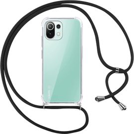 KAL-Collier Cordon Coque Pour Xiaomi Mi 11 Lite 4G/5G 6.55"",Avec Cordon Réglable Lanyard Housse Transparente Silicone Anti-Chute Etui Compatible Avec Xiaomi 11 Lite,Ètuis À Bandoulière,Noir