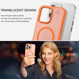 Coque Pour Iphone 14 Pro Max Magnétique Etui Avec Protection Antichoc De Militaire,Dos Mat Grivé Translucide Anti Rayures Doux Pour La Peau Housse Iphone 14 Pro Max 6.7""-Orange