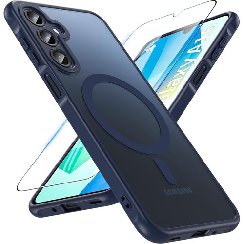 Coque Pour Samsung Galaxy A16 5g/4g Avec Magsafe, Magnétique Coque Samsung A16 5g Avec Verre Trempé, Antichoc Protection Caméra Protecteur Etui Housse Case Pour Samsung Galaxy A16 5g (Bleu)