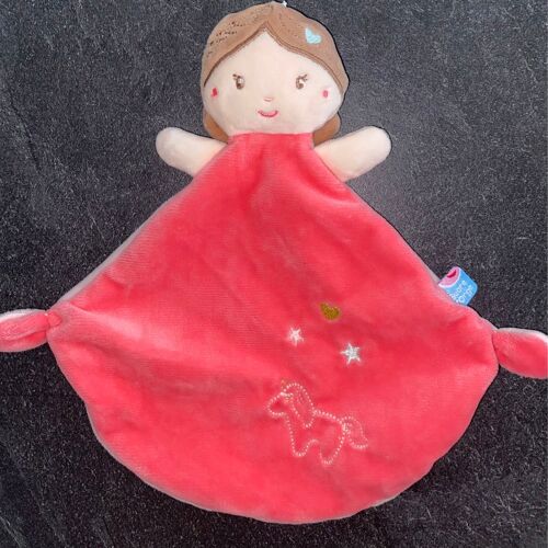Doudou poupée rose Sucre d'orge licorne étoiles peluche jouet petite fille poupon mouchoir velours naissance