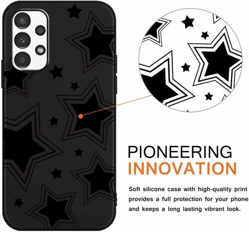 2 Pièces Coque Pour Samsung Galaxy A13 4g 6,6"", Ultra Fine Souple Noir Silicone Tpu Avec Motif Mignon Étoile Design Étui Pour Filles Femmes, Antichoc Anti-Rayures Bumper Protection Housse Case