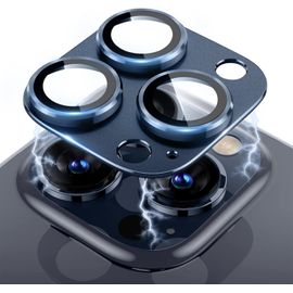 CAUC-pour iPhone 15 Pro/iPhone 15 Pro Max Caméra Arrière Protecteur, Verre Trempé Alliage D'aluminium Protection Objectif Caméra Arrière, Camera Protecteur pour iPhone 15 Pro/15 Pro Max, Titane Bleu