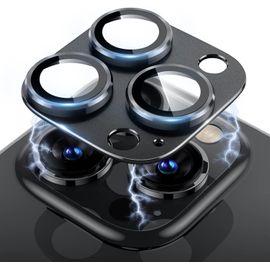 CAUC-pour iPhone 15 Pro/iPhone 15 Pro Max Caméra Arrière Protecteur, Verre Trempé Alliage D'aluminium Protection Objectif Caméra Arrière, Camera Protecteur pour iPhone 15 Pro/15 Pro Max, Titane Noir