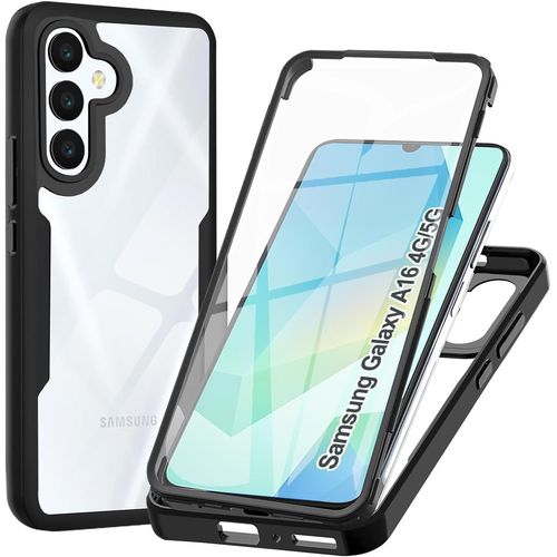Coque Pour Samsung Galaxy A16 5g / 4g, Transparent Housse Avec Protection Écran, 360 Degrés Double Protection Antichoc Coque Silicone Intégrale Etui Pour Galaxy A16 5g / 4g, Noir