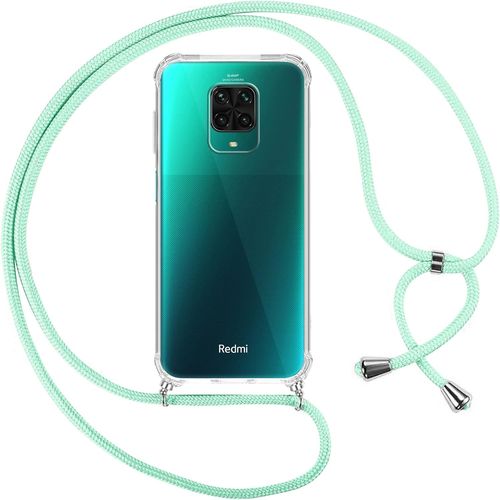 Coque Silicone Transparente Pour Xiaomi Redmi Note 9 Pro / 9 Pro Max / 9s 4g 6,67"" Avec Cordon Réglable Et Bandoulière Anti-Chute - Vert