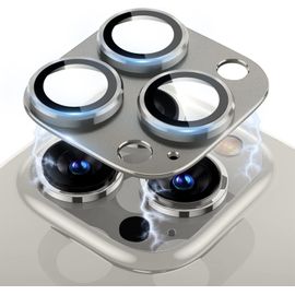 CAUC-pour iPhone 15 Pro/iPhone 15 Pro Max Caméra Arrière Protecteur, Verre Trempé Alliage D'aluminium Protection Objectif Arrière, Camera Protecteur pour iPhone 15 Pro/15 Pro Max, Titane Naturel