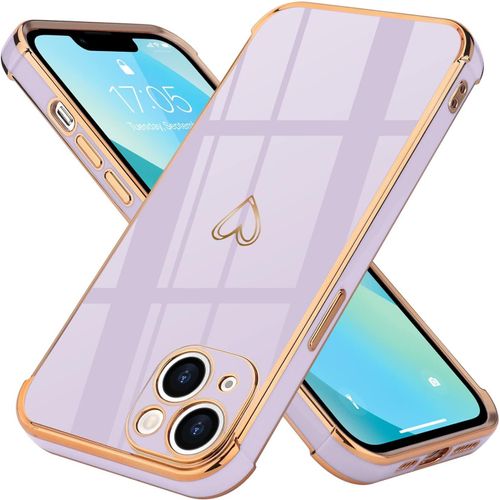 TRAHOO-Coque Compatible avec iPhone 13 Étui avec Motif d`Amour C?ur en Silicone pour Fille et Femme Coque Antichoc en TPU Ultra Mince pour iPhone 13 (Lilas)