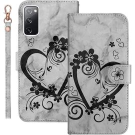 Senior-Coque Pour Samsung Galaxy S20 Fe 5g Rabat,Housse Pour Samsung S20 Fe 5g Clapet,Aimer/C?ur Portefeuille Etui Avec Fonction Support Et Porte-Carte,Cuir Pu Flip Cover Case.Noir[L637]