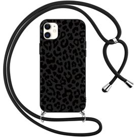 TRAHOO-Coque pour Apple iPhone 12/Apple iPhone 12 Pro avec Cordon de Collier, Aesthetic Léopard Motif Étui Housse Réglable Lanyard Corde, Silicone Antichoc Protection Case pour iPhone 12 6,1"", Chaîne