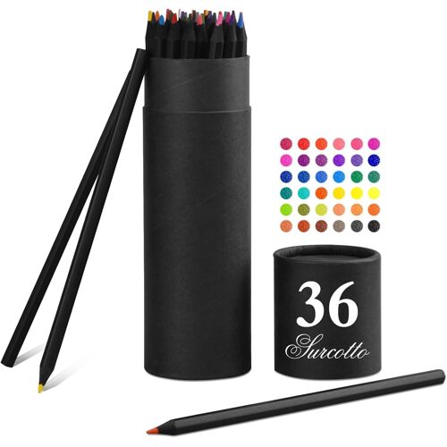 Crayons De Couleur, 36 Crayons En Boîte Pour Débutants, Crayons De Couleur À Base D'huile, Couleurs Vives, Bois Noir, Pré-Taillés.