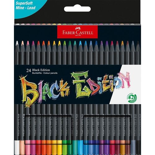 Checarzhn--No1-116424 Black Edition Boîte De 24 Crayons De Couleur Vibrants, Résistants À La Rupture Et Pr En Main Ergonomique, Crayon De Couleurs Colorier Sur Papier Clair Et Foncé