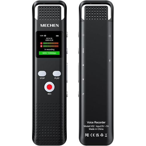 Dictaphone 128 Go avec reconnaissance vocale,1536 kbps avec lecteur MP3,qualité sonore HD,réduction du bruit,enregistreur vocal pour conférence,réunion.[V40]