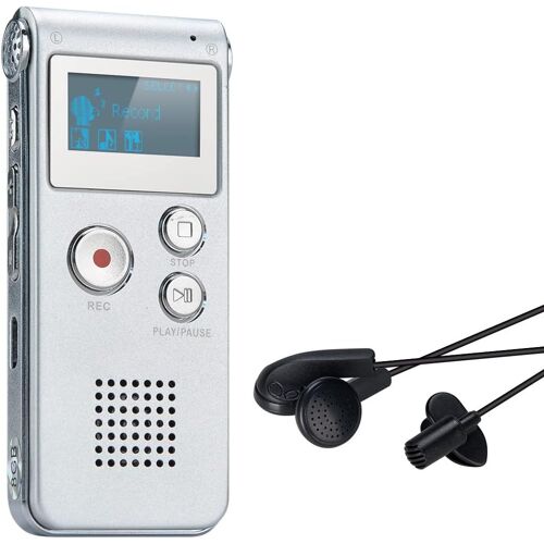 Dictaphone Enregistreur Numérique Portable Enregistreur Vocal 8GB Enregistreur Audio Lecteur MP3 Dictaphone LCD (Argent).[V30]