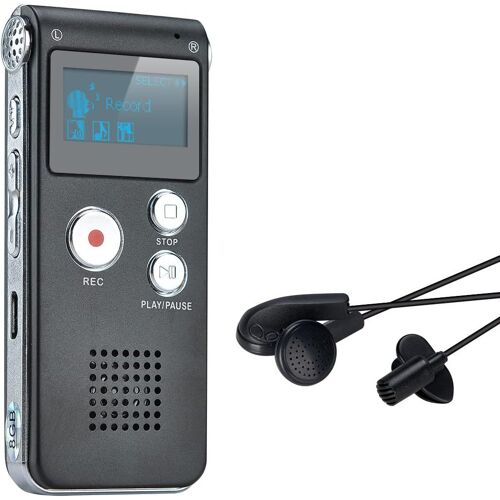 Dictaphone Enregistreur Numérique Portable Enregistreur Vocal 8GB Enregistreur Audio Lecteur MP3 Dictaphone LCD (Noir).[V376]