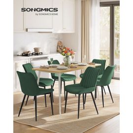 Lot de 6 chaises de salle à manger dossier ergonomique vert et noir